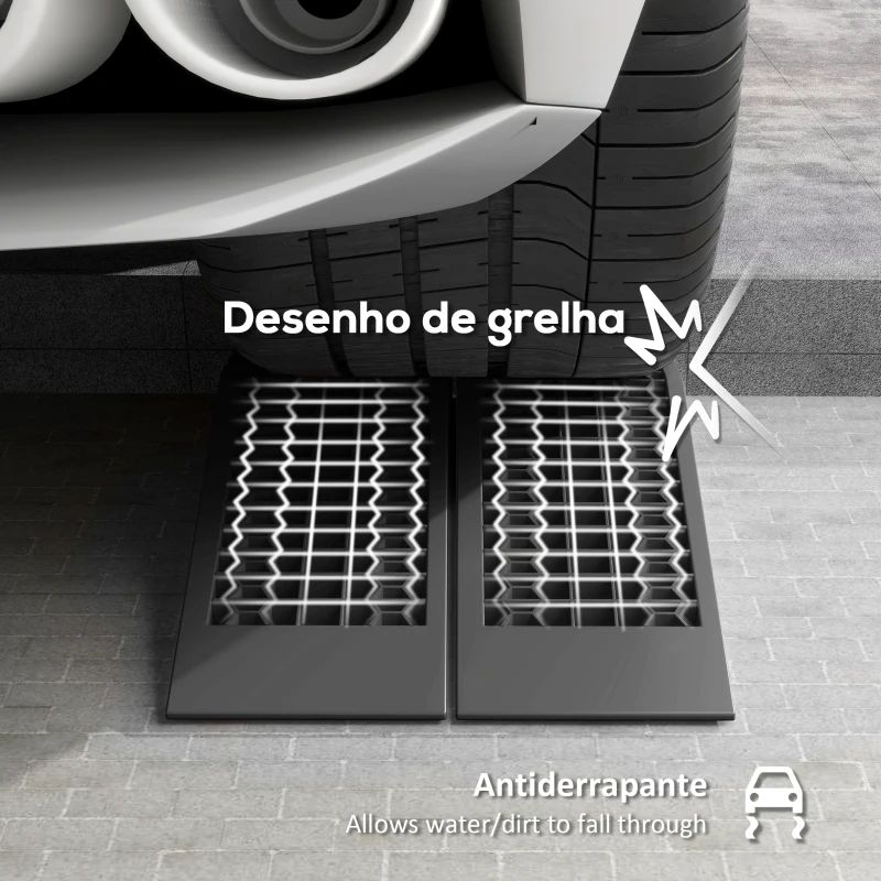 HOMCOM Conjunto de 2 Rampas para Automóvel Carga até 3000 kg Rampa para Carros SUVs e Carrinhas Pequenas 70x19,5 cm Preto