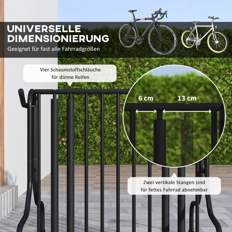 DURHAND Fietsenrek voor 4 fietsen, weerbestendig, extra beugel, 90 x 80 x 80 cm, Zwart