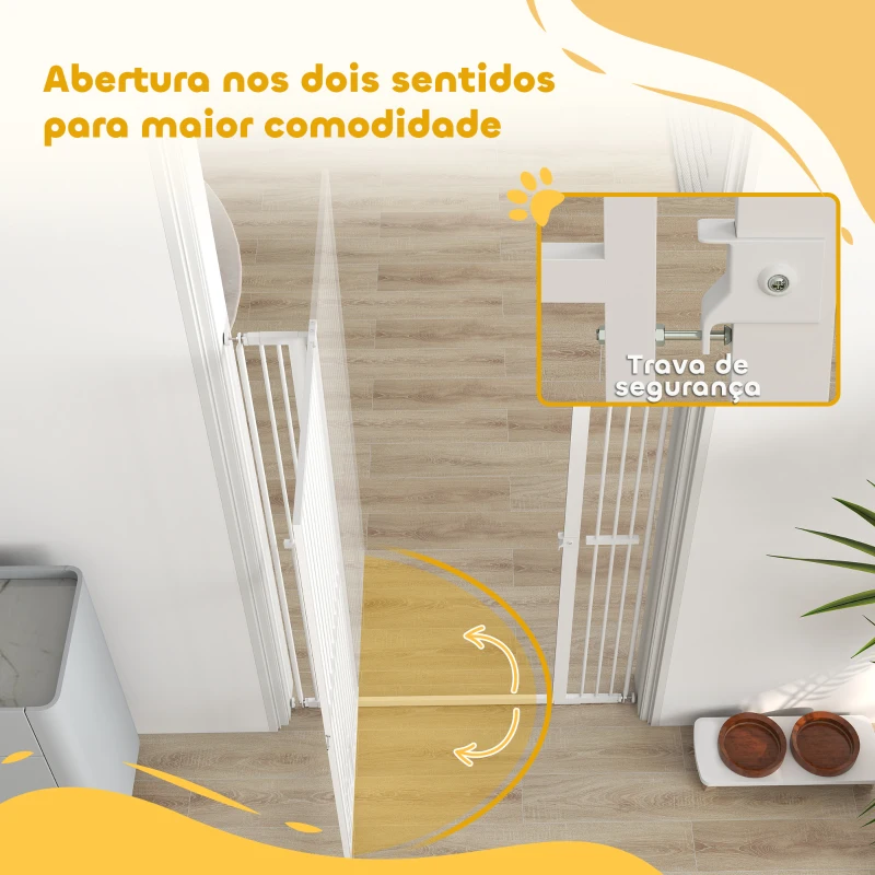 PawHut Barreira para Cães Extra Alta com Largura Ajustável 77-104 cm Barreira de Segurança para Cães e Gatos com 2 Extensões  Branco