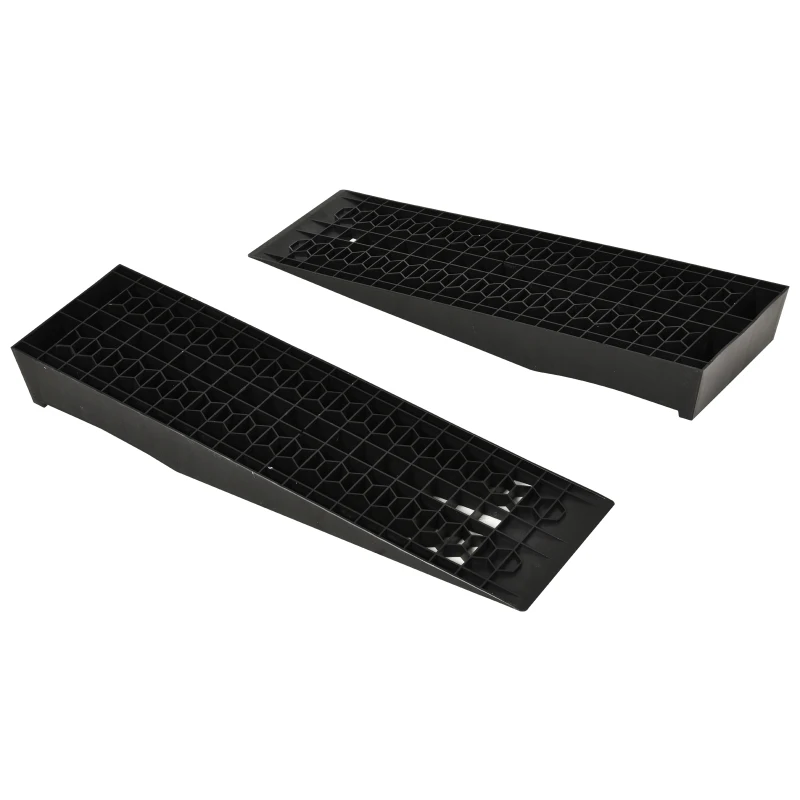 HOMCOM 2 oprijplaten, drempeloprit, oprijplaat, rubberen oprijplaten, PP, zwart, 70 x 20 x 8 cm 70x20x8 | Aosom.de