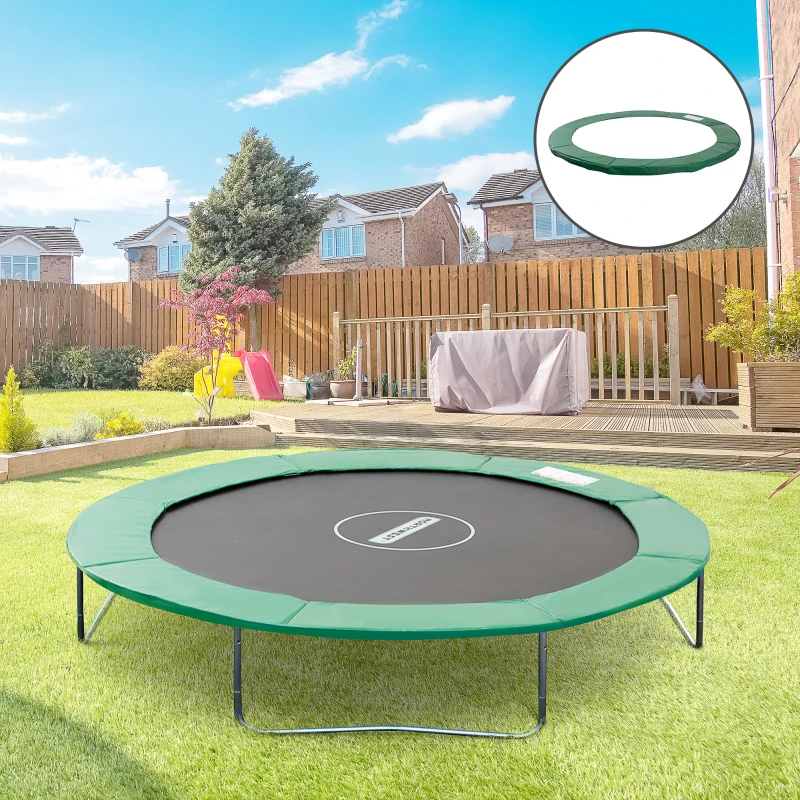 HOMCOM Cubierta de Protección Acolchada para Cama Elástica Borde de Seguridad para Trampolines con Diámetro Ø244 cm Verde