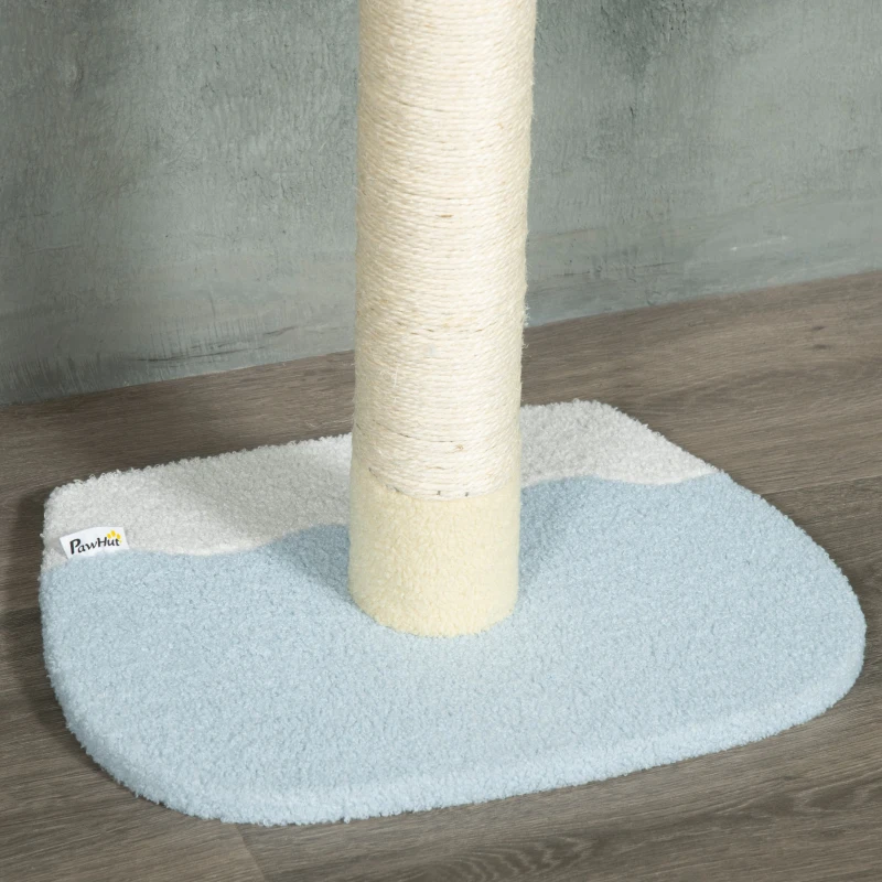 PawHut Verstelbare Krabpaal, Anti-slip, Sisaltouw Palen, 220-260H x 47L x 34B cm, Geel/Wit/Blauw