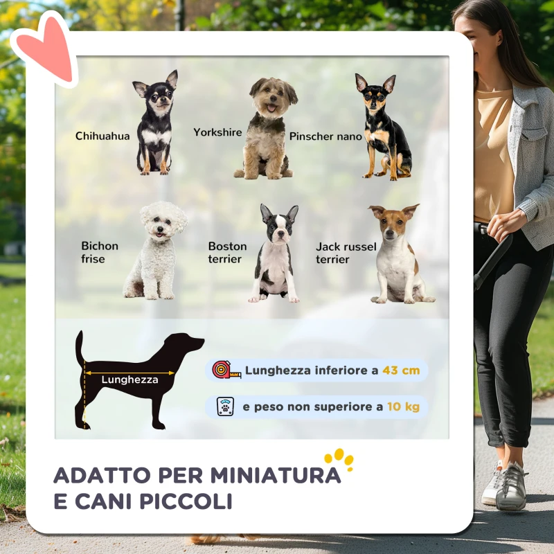 PawHut Passeggino per Cani Piccoli Pieghevole con Maniglione Girevole e Ruote con Freni, 76.5x52x95cm, Rosso