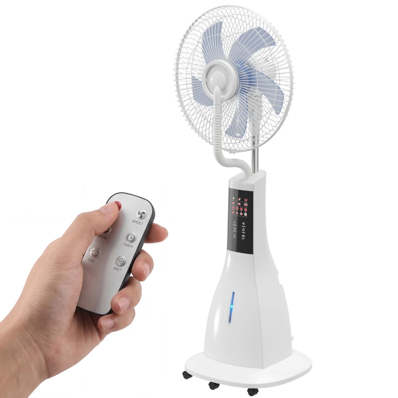 HOMCOM Ventilador Nebulizador 90W Oscilación de 75° 3 Velocidades 5 Aspas Depósito de Agua de 3L 5 Ruedas Control Remoto