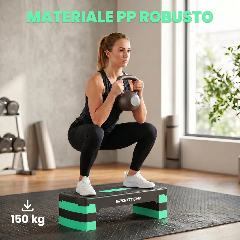 SPORTNOW Stepper Aerobico Regolabile, Altezza 10/15/20cm con Riser
