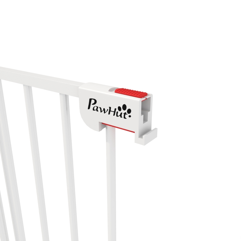 PawHut Barrière pour chien en acier à 3 panneaux pliante double verrouillage et porte intégrée pour porte et escalier blanc