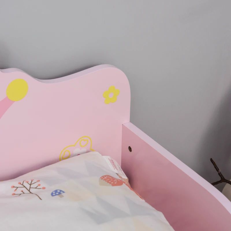 HOMCOM Kids Toddler Bed Princess Crown Theme Safety Side Rails Slats Home Bedroom Furniture Boys Girls 3-6 Years Pink 143 x 73 x 60 cm