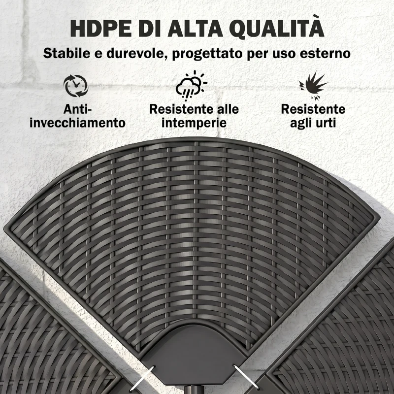 Outsunny Base per Ombrellone a Braccio da 4 Pezzi in HDPE Riempibili con Acqua e Sabbia, Ø100x8 cm, Nero