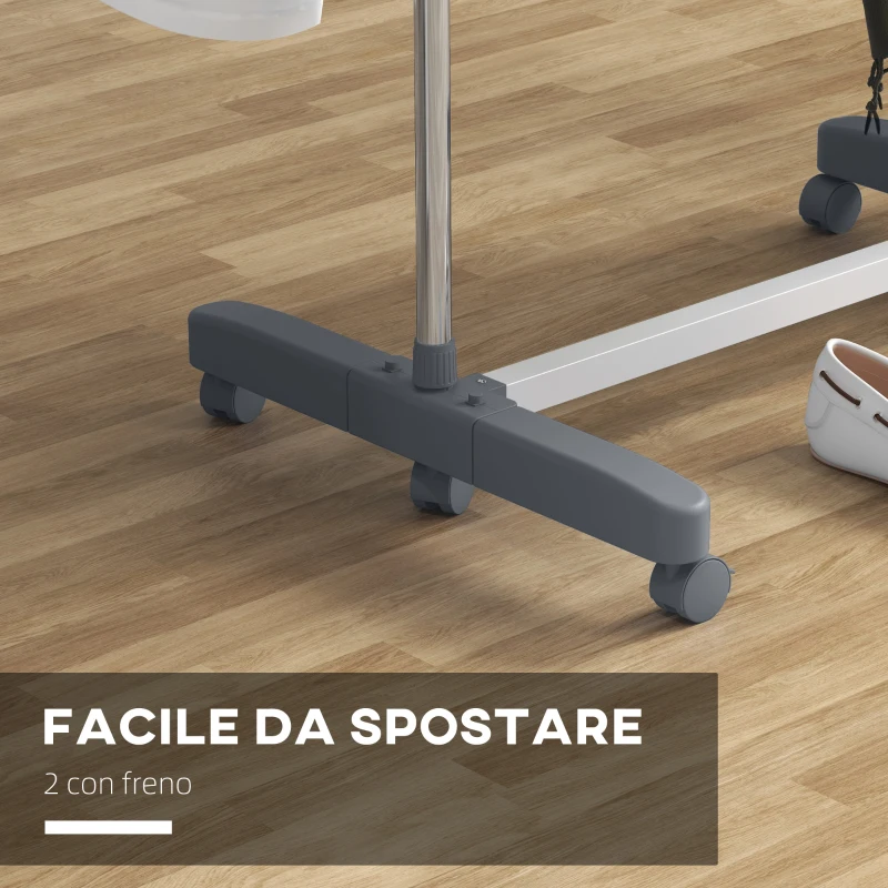 HOMCOM Stendino Verticale con 3 Ripiani Regolabili, in Acciaio e Plastica, 142x55x152 cm, Grigio e Argento