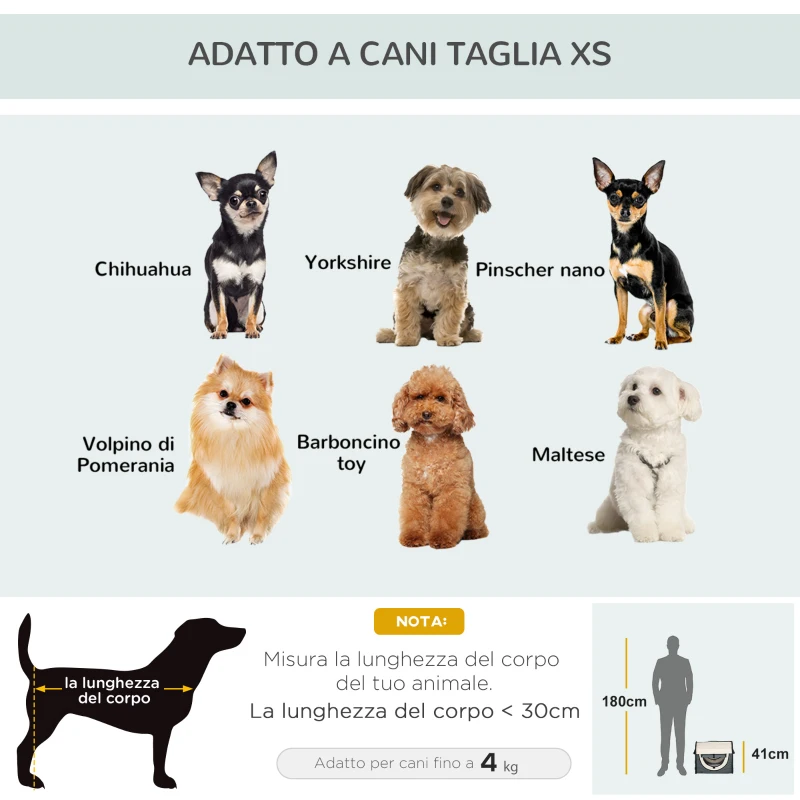 PawHut Trasportino per Animali Domestici Pieghevole in Oxford con Cuscino Rimovibile Lavabile e Borsa per Trasporto, 46x36x41cm, Grigio scuro