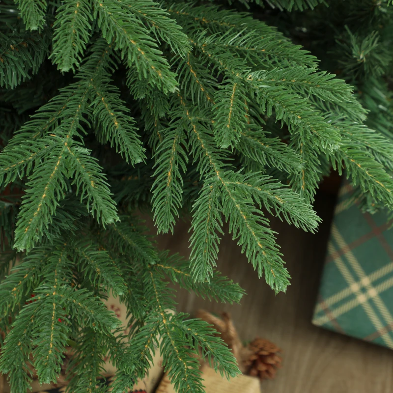 HOMCOM 180 cm Artificial Christmas Tree Full Hinged Xmas Tree Solid Pine Wood Stand, Green