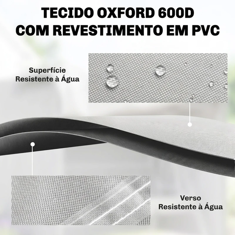 Outsunny Capa para Móveis de Jardim Capa Protetora para Baloiços de Exterior com Fecho de Correr 177x114x152 cm Cinzento