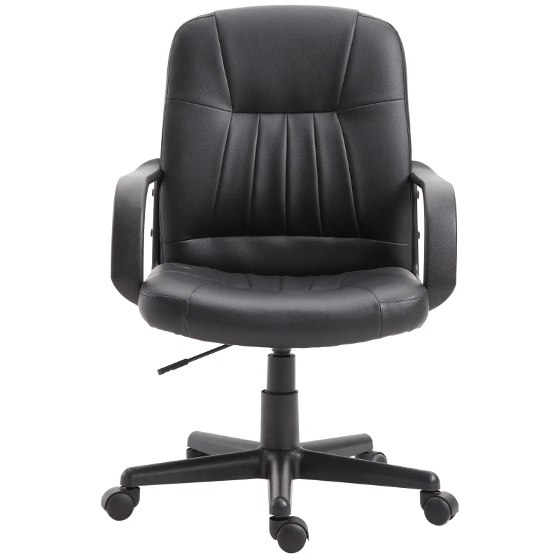 Vinsetto Sedia da Ufficio Ergonomica e Girevole, Poltrona da Ufficio con Altezza Regolabile in Finta pelle 60x60x94-103cm Nero