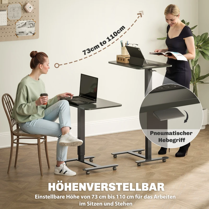 HOMCOM Sta-pult Hoogteverstelbaar incl. 4 Wielen C-vorm 65 cm x 48 cm x 70-110 cm Zwart