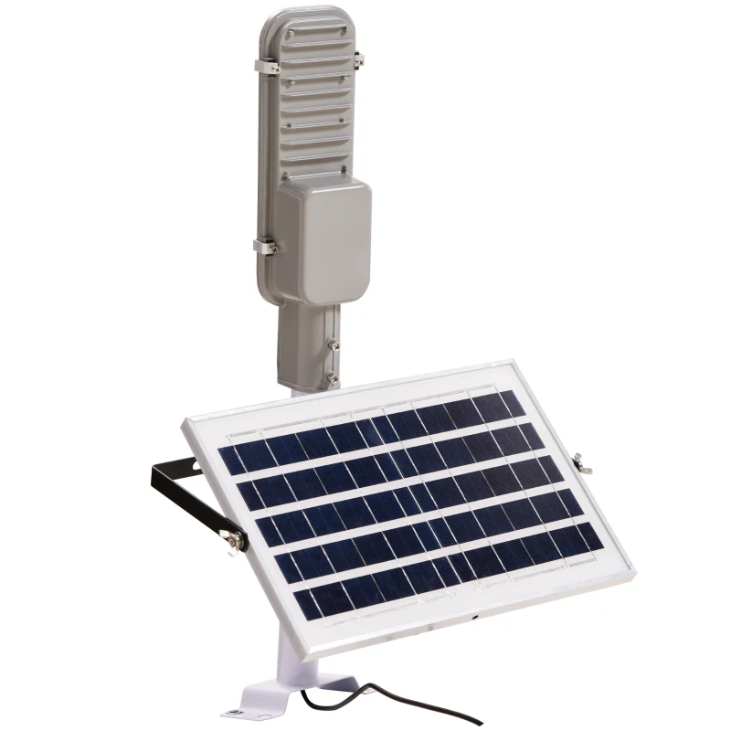 Outsunny Luz Solar Exterior con 54 LED IP65 Impermeable con Iluminación Blanca Fría y Mando a Distancia 68x37x16 cm Plata