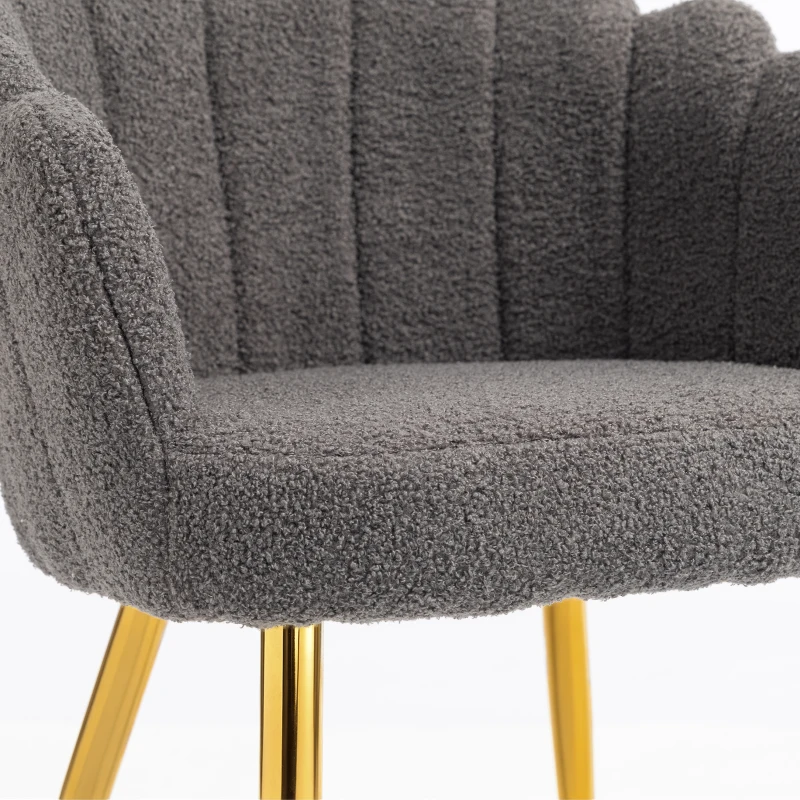 HOMCOM Lounge Chair Petal-Back Armchair Metal Metal Legs for Living Room Bedroom, Grey