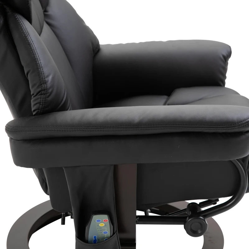 Homcom Relax massagestoel met voetenbank, ligfunctie, kunstleer, zwart