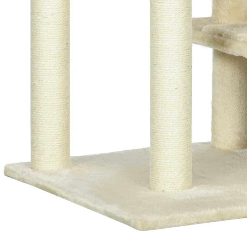 Krabpaal PawHut met sisalpalen, krabpaal voor katten, klimboom voor katten, kattenboom, lichtgrijs, 50 x 50 x 100 cm kattenkrabpaal sisalpalen kattenboom beige | Aosom.nl