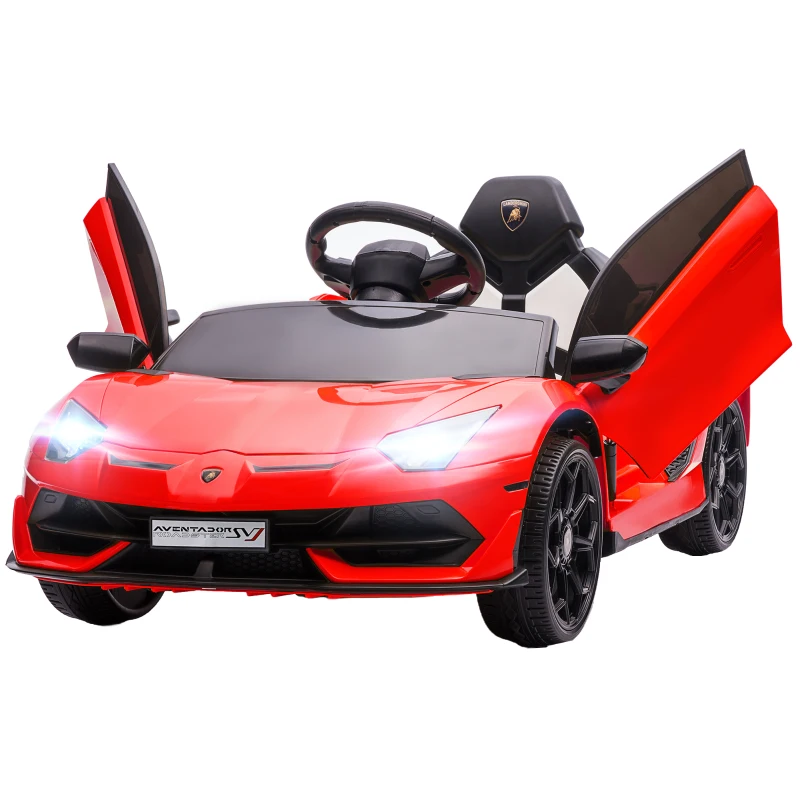 HOMCOM Carro Elétrico Lamborghini para Crianças 12V Velocidade 5km/h Controlo Remoto MP3 e Luzes 107,5x63x42 cm Vermelho