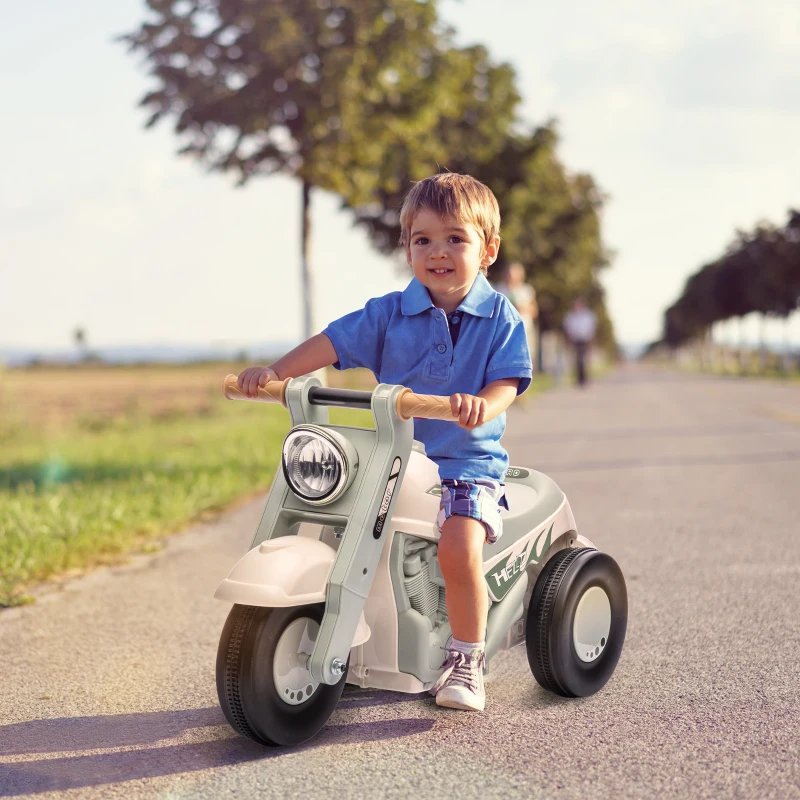 AIYAPLAY Rutschauto, Motorrad-Design, Musik und Seifenblasen, für 2-5 Jahre, Cremeweiß