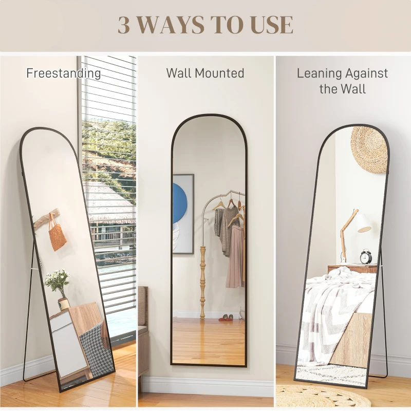 HOMCOM 162cm Aluminium Frame Standing Mirror - Black