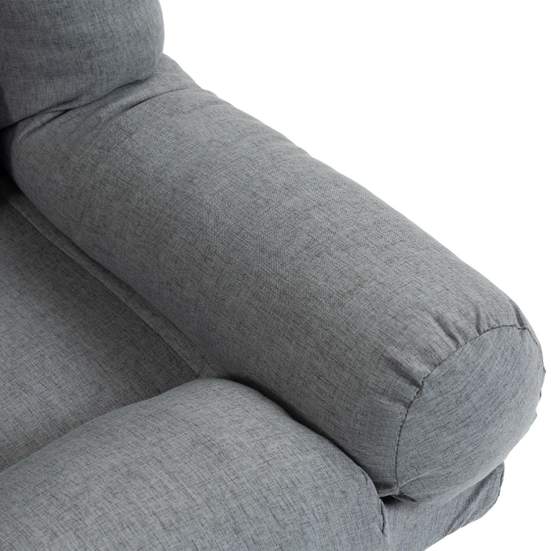 HOMCOM Recliner Chair with Footstool, Recliner Armchair with Adjustable Backrest, Thick Cushion and Wooden Legs, Grey