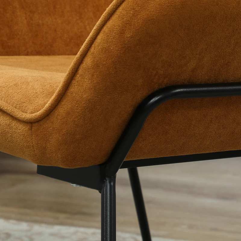 HOMCOM Poltrona Sala de Estar Moderna Poltrona de Leitura com Assento Largo e Acolchoado Estofada em Veludo Pés de Metal 70x67,5x87 cm Marrom