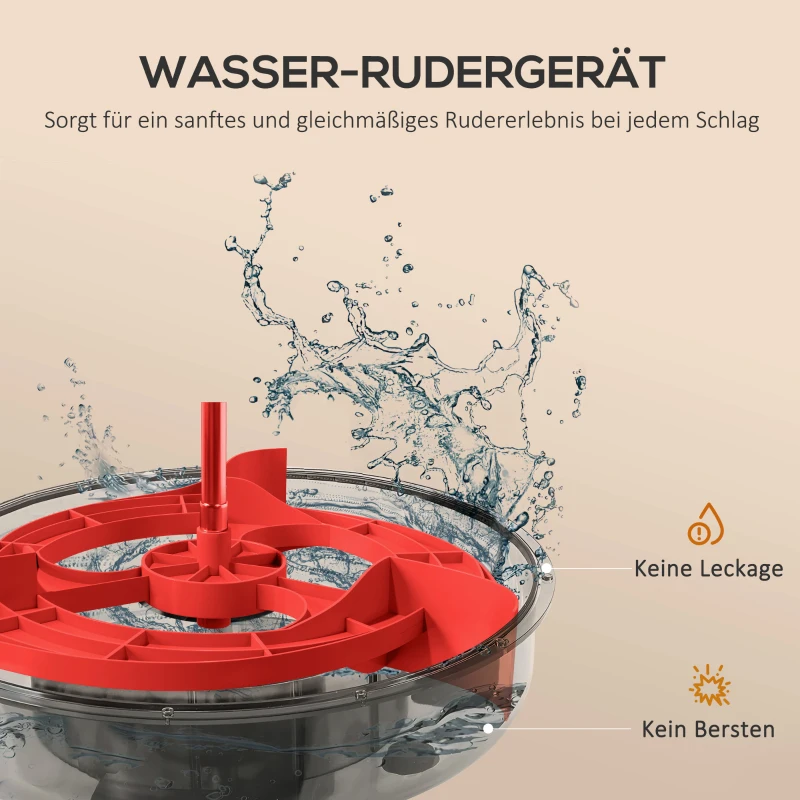 SPORTNOW Wasserrudergerät, klappbar, 6 Widerstände, Display, Handyhalterung, bis 120kg, Metallgestell, Schwarz