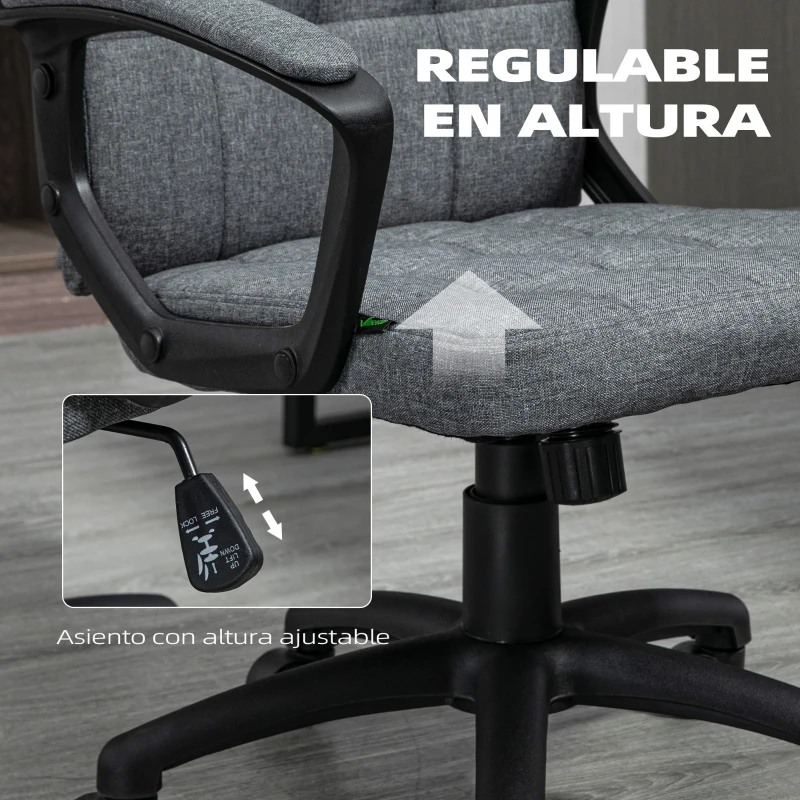 Vinsetto Silla de Escritorio Giratorio con Altura Ajustable y Reposabrazos Estilo Moderno 59x63x96-105,5 cm Gris Oscuro