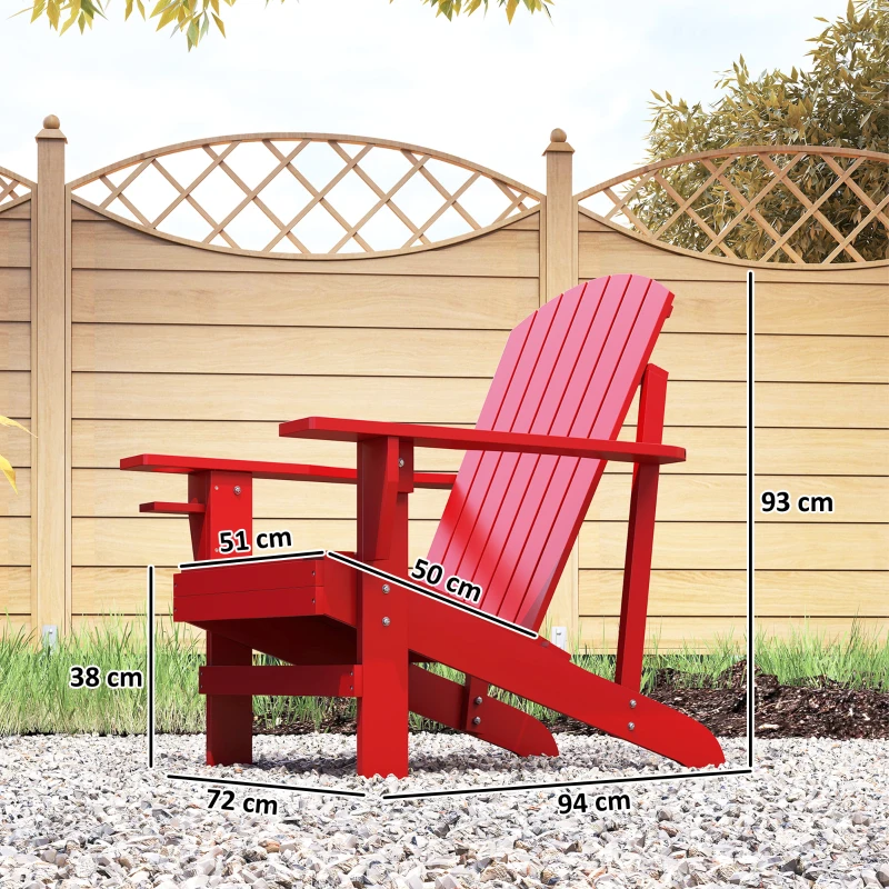Outsunny Andirondack Gartenstuhl Gartensessel Outdoor-Sessel, 72 cm x 97 cm x 92 cm, Rot