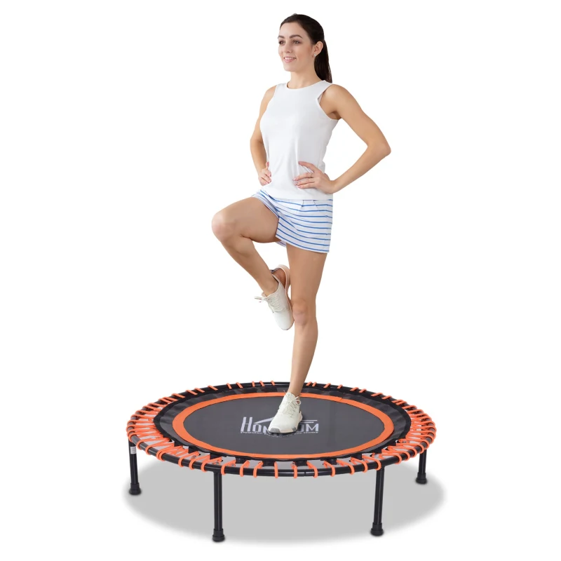 HOMCOM Trampoline voor kinderen en volwassenen, tuintrampoline, yoga, 100 kg draagvermogen, staal, zwart, Ø 101,6 x 25 H cm