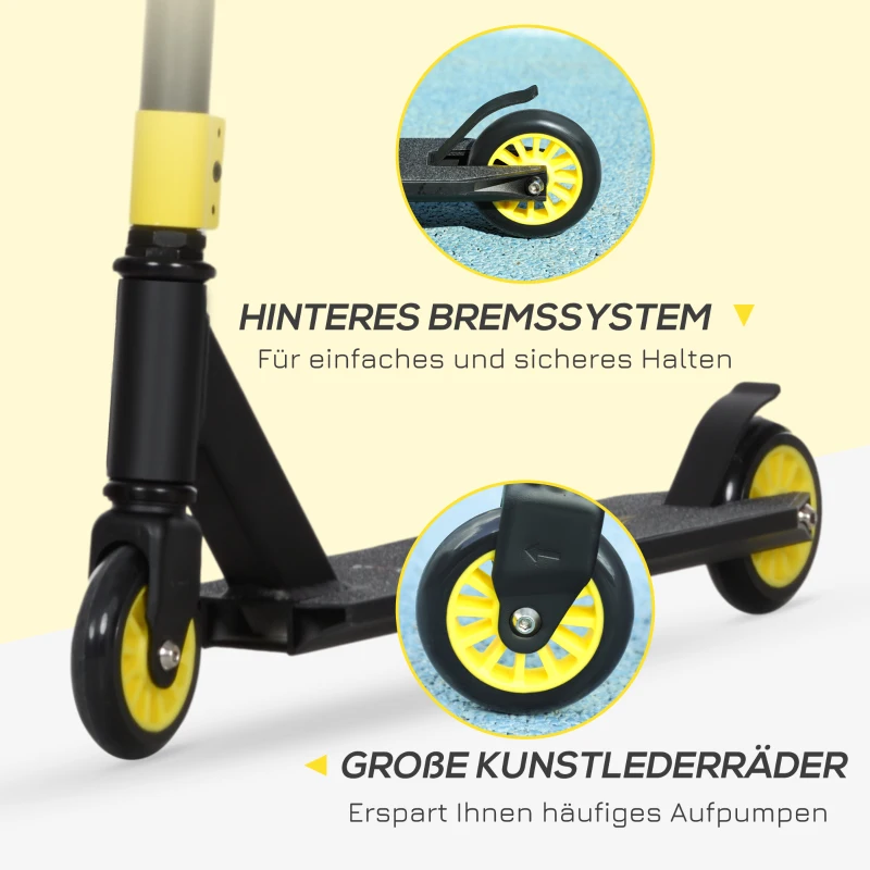 HOMCOM Pro stuntscooter, step voor freestyle tricks, aluminium, metaal, kunstleer, voor kinderen en volwassenen, goud