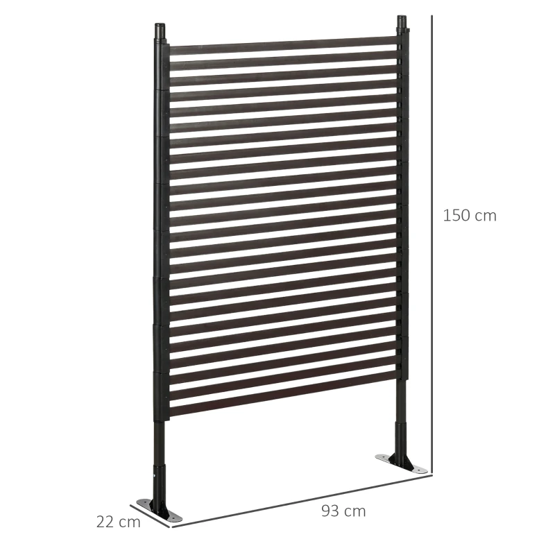 Outsunny metalen hek, uitbreidbaar, weerbestendig, roestvrij staal, bruin, 93 x 22 x 150 cm