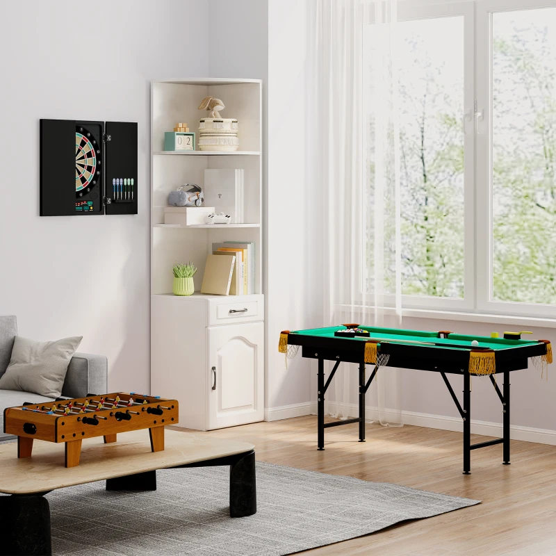 SPORTNOW Table de billard pliable hauteur réglable avec accessoires 2 queues, 16 boules, 2 craies, triangle, brosse, vert