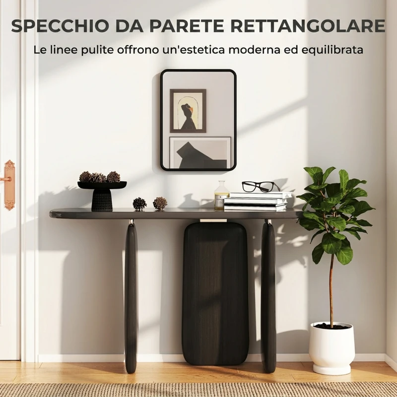 HOMCOM Specchio da Parete Rettangolare, Cornice in Metallo, 40.5x30 cm, per Soggiorno, Ingresso, Camera da Letto, Nero