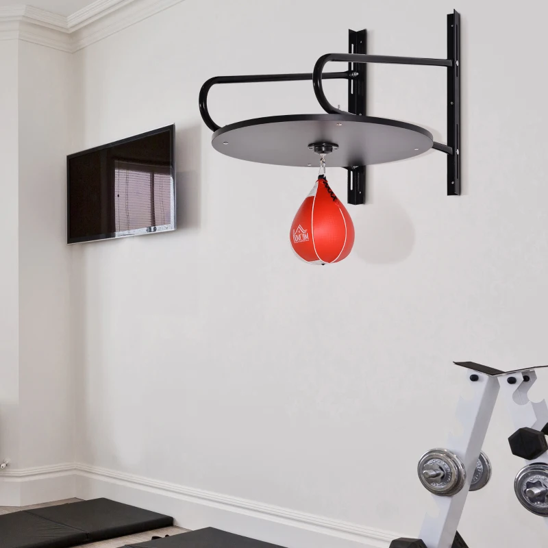 HOMCOM Set Boxe Pera Veloce con Piattaforma Installazione a Muro, Pompetta, Accessori Inclusi, 60 x 73 x 80 cm