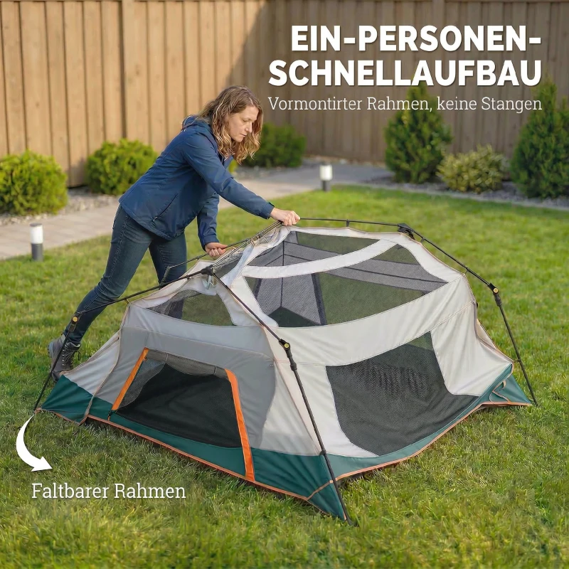 Outsunny Campingzelt für 4-6 Personen stabil 3000mm wasserdicht Familienzelt mit abnehmbarem oberen Abdeckung UV30+ Schutz Grün