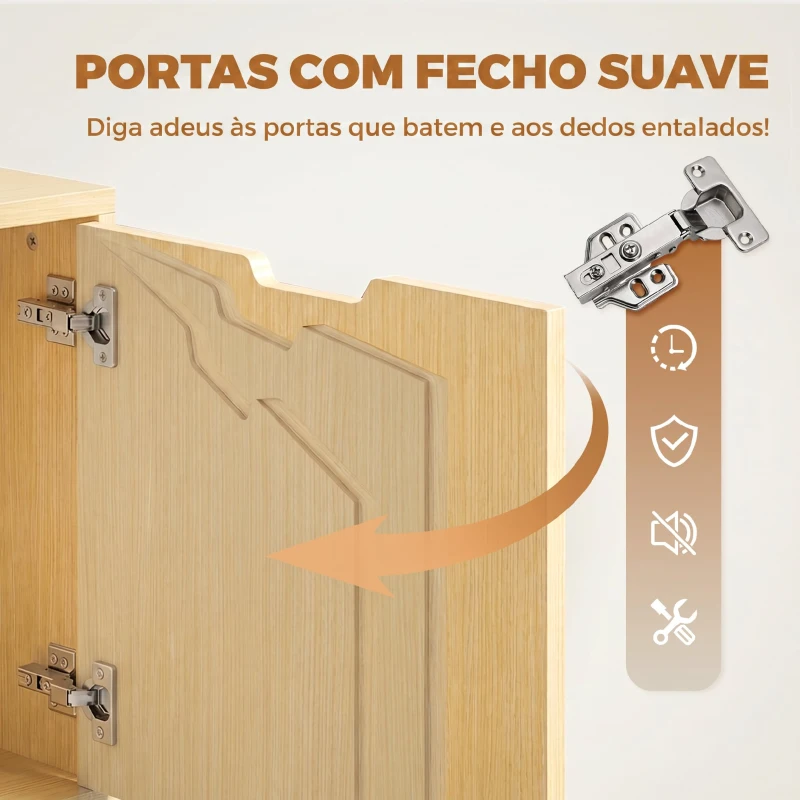 HOMCOM Gaveteira de Escritório com 5 Gavetas, Armário com Fecho Suave, Rodas e Suporte para Impressora, Madeira Natural