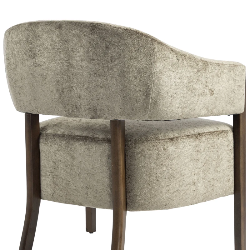 HOMCOM Accentfauteuil, gestoffeerde chenille fauteuil met massief houten frame en poten, lichtbruin