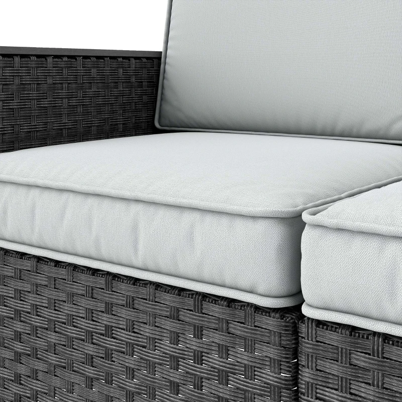 Outsunny 5 Seater Rattan Garden Furniture Set with Wide Armrests, Cushions, Pillows for Patio, Dark Grey
