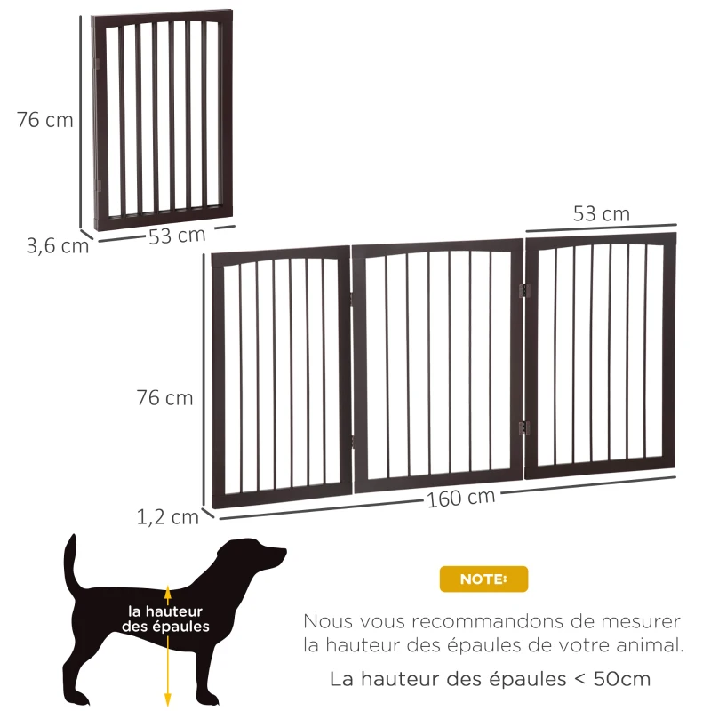 PawHut Barrière modulable pliable barrière de sécurité 160L x 76H cm MDF