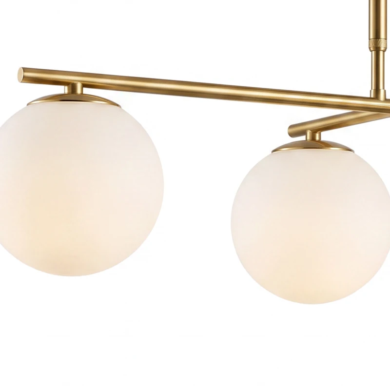 HOMCOM Moderne hanglamp met 4 bolkappen, in hoogte verstelbaar en 350° draaibaar, wit