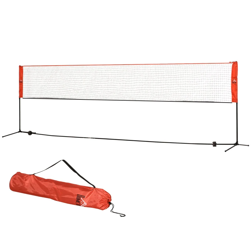 HOMCOM Rete Tennis e Badminton Portatile ad Altezza Regolabile con Borsa, Rossa e Nera