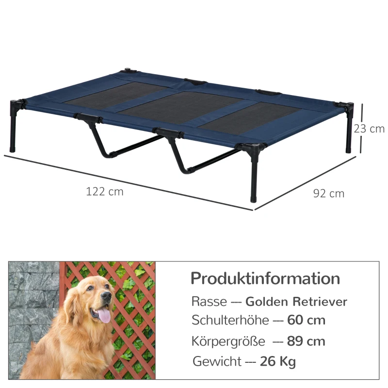 PawHut Hondenbed Metaal Oxford Stof Donkerblauw + Zwart
