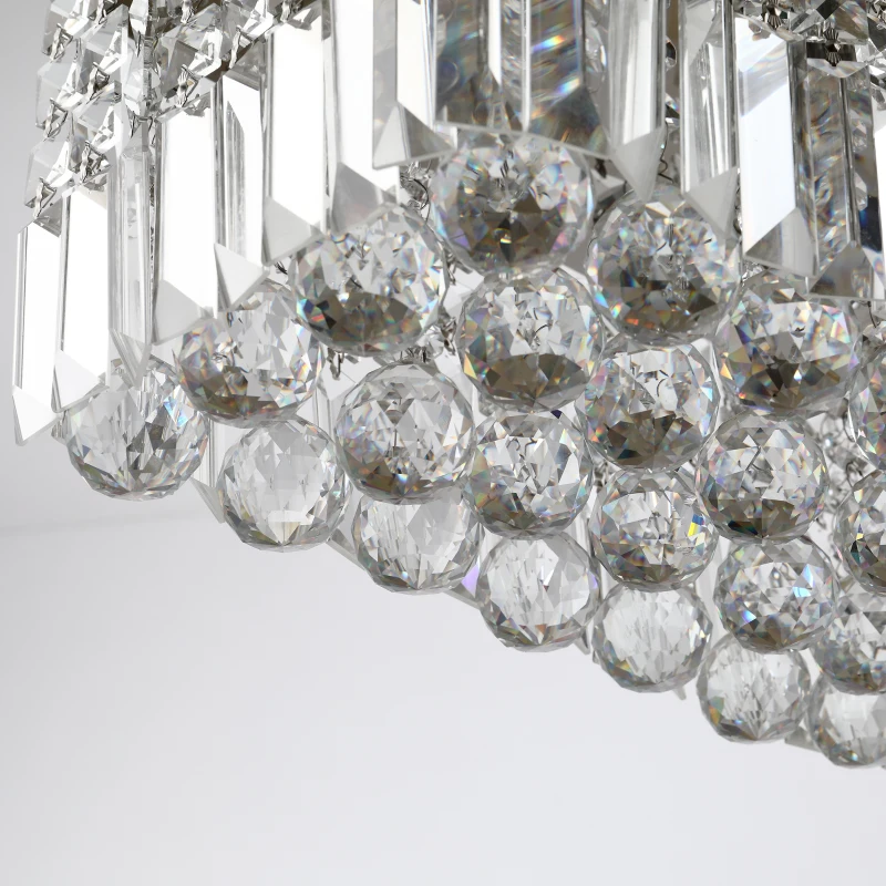 HOMCOM Modern Crystal Ceiling Light Square Crystal Chandelier for Living Room, Dining Room, Hall, 5 x E14 Lamp Holders, Silver, 80 x 25 x 23cm