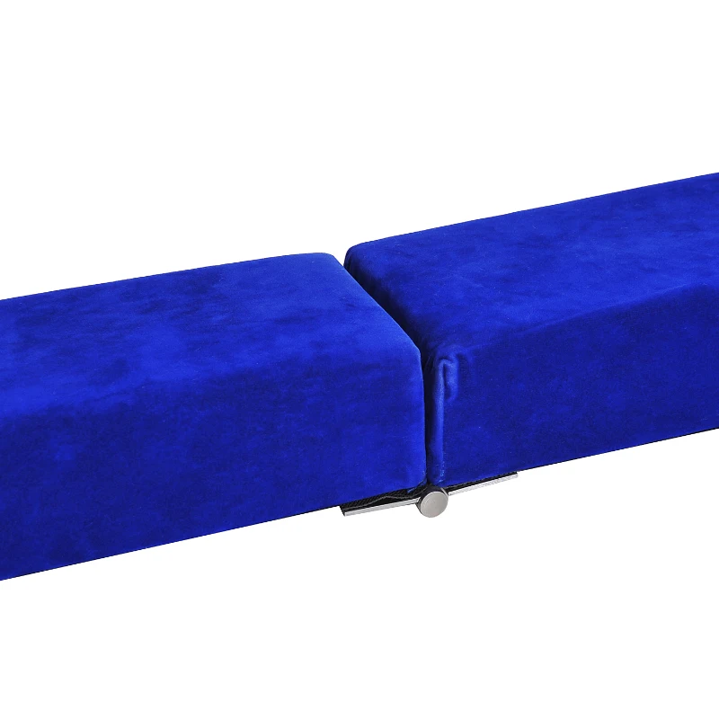 HOMCOM Poutre de gymnastique pliable poutre d'équilibre antidérapante 2,1 m revêtement daim bleu