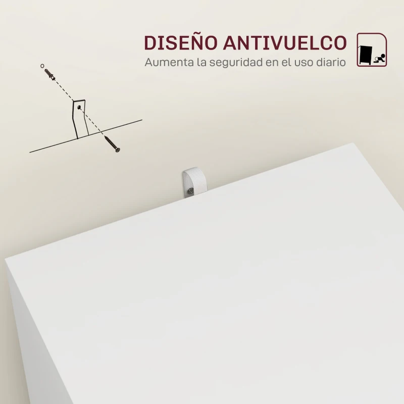 HOMCOM Archivador con Cerradura y 2 Cajones Barras Ajustables para Carpetas A4 y Carta Diseño Compacto 40x41,5x67,5 cm Blanco