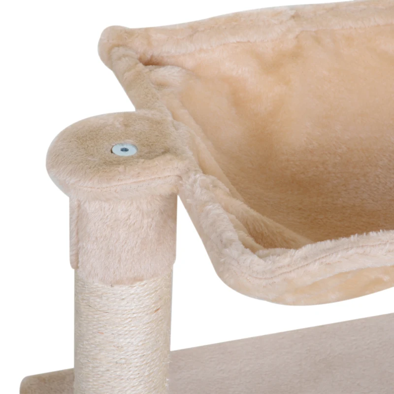 PawHut Klimboom met sisal paal, kattenboom, krabpaal, hangmat, spaanplaat beige(m-9)