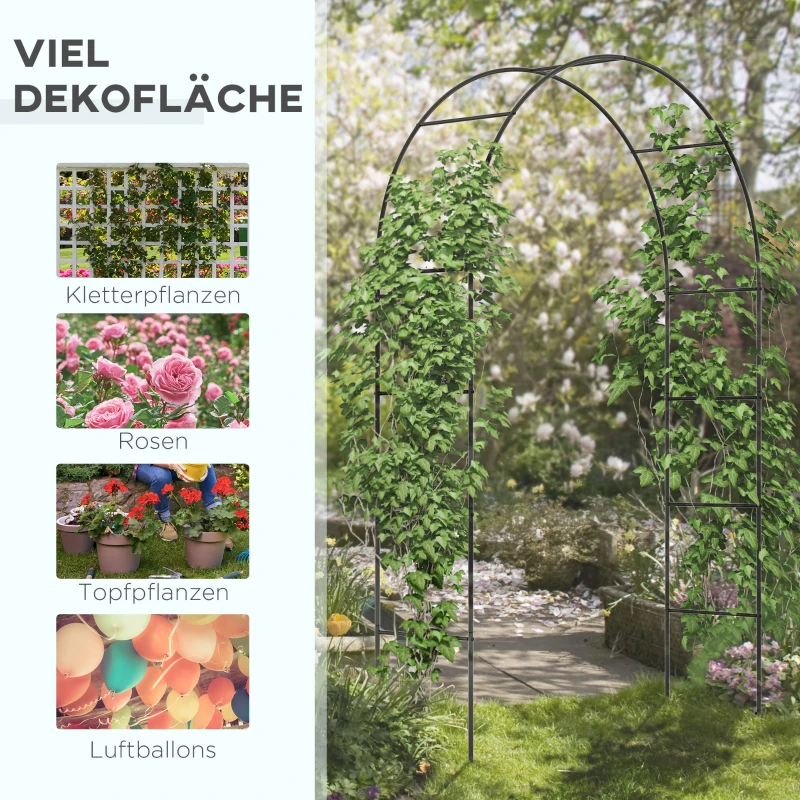 Outsunny rozenboog, boog, tuinboog voor klimplanten 140x40x240 cm