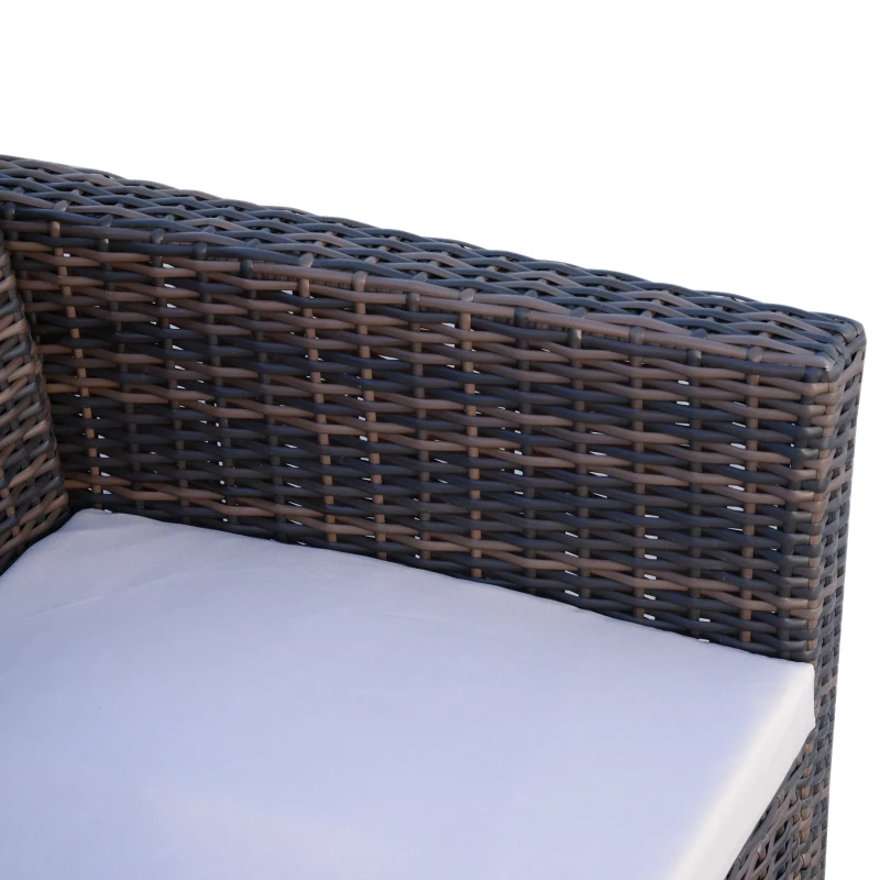 Outsunny 4 Pieces PE Rattan Garden Sofa Set with Cushions, Outdoor Patio Wicker Weave Conservatory Furniture Set with a Loveseat, 2 Armchairs and a Glass Top Coffee Table, Mixed Brown